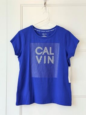 Calvin Klein Women's Cobalt Blue 'CALVIN' Graphic Tee